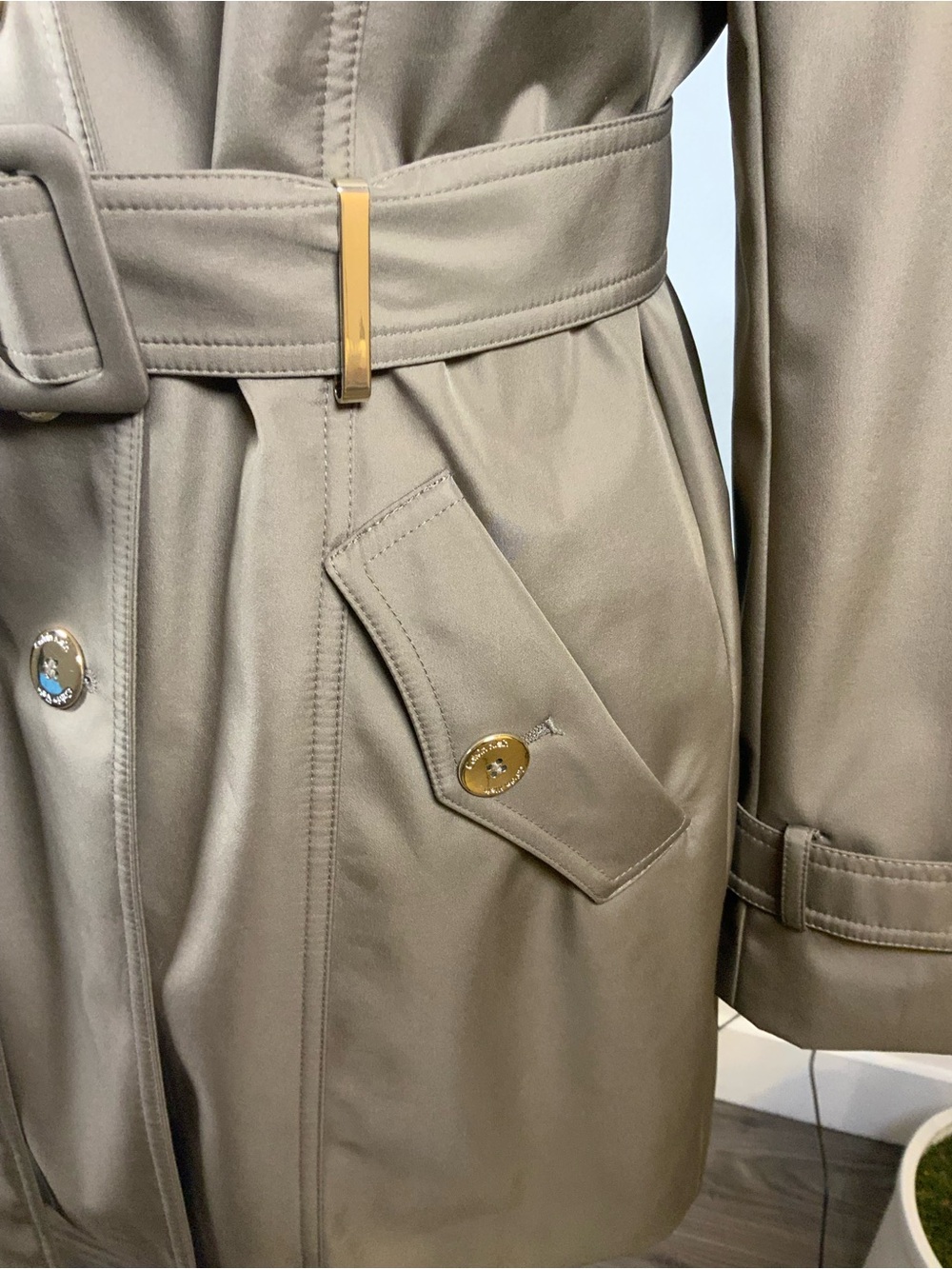 Calvin Klein Tan Trench Coat with Belt - Picture 6 of 16